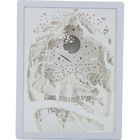 Nachtlicht, Leuchtkasten aus Papier, 3D-Schattenkasten, LED-Nachtlicht, ABS-Rahmen, Papierskulptur