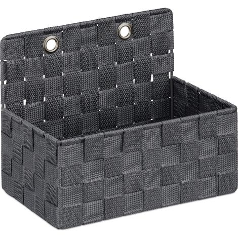 Pratico cestino portaoggetti da parete 20 x 25 x 16,5 cm decorativo stile intrecciato in plastica beige 130008774