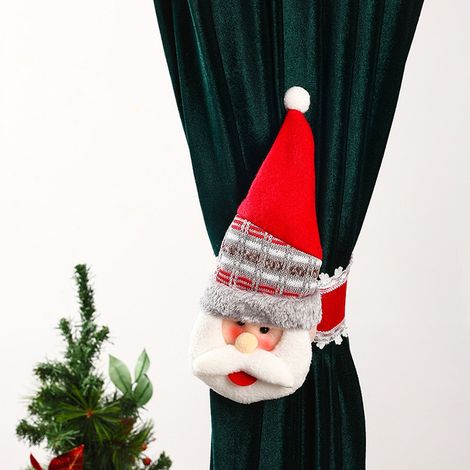 Cordon De Rideau Noel - Figurine Santa En Peluche Pour Fixation De Rideaux - Décor Festif Pour Fenêtres Intérieures - Lot De 2