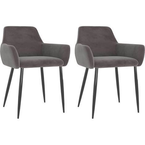 vidaXL Sillas de comedor 2 unidades terciopelo gris oscuro (1/5)