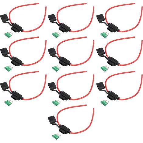 10er-Set Inline-Sicherungshalter, schmelzbeständig, einfach zu verdrahten, wasserdicht, mit Sicherung 12AWG, 30A