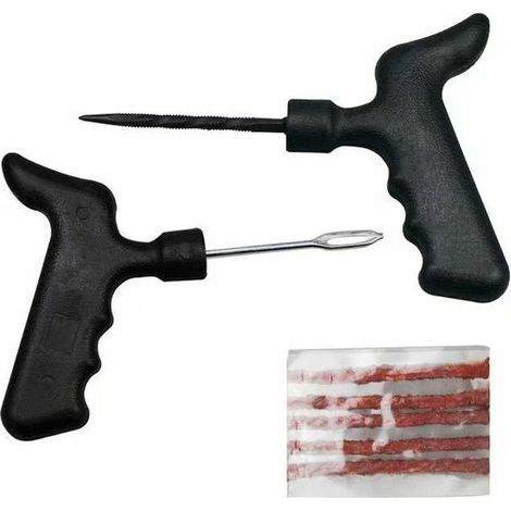Kit de Reparation Pneu Voiture 7 pièces Meche Pneu Crevaison Outils de Dépannage pneus sans Chambre à air, (1/4)