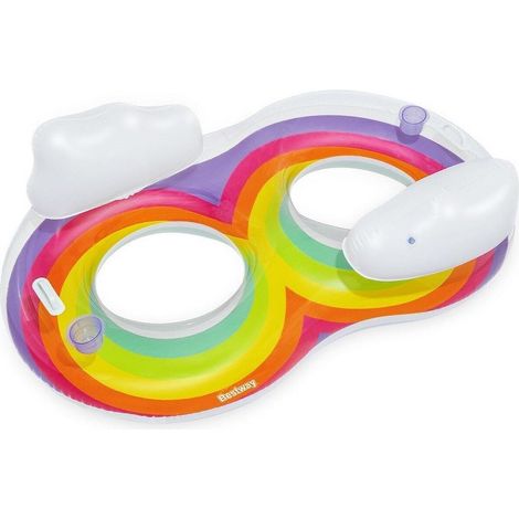 TRADE SHOP - Poltrona Gonfiabile Doppia Rainbow Dream 186x116 Cm Maniglie Portalattine 43648 - (1/5)