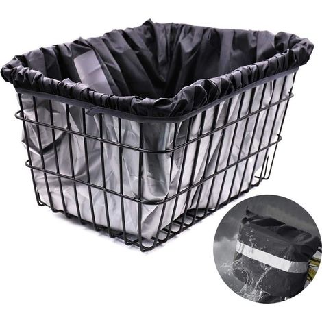Housse de panier de vélo imperméable, noire, 43 x 20 x 20 cm, compatible avec la plupart des paniers de vélo (panier non inclus). (1/5)