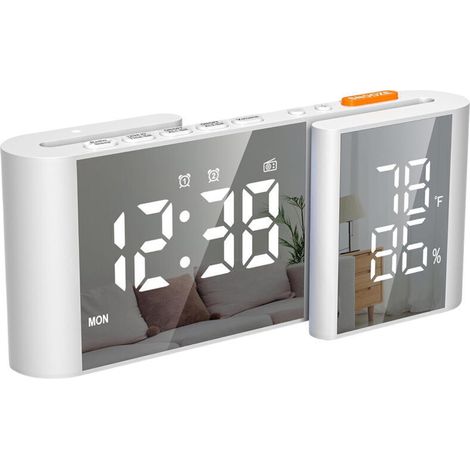 Digital Radio Alarm Clock - Ideal for the Bedroom - Large and Readable LED Screen, Adjustable Brightness, FM Radio, USB Charging Port, Snooze Function and Temperature Display