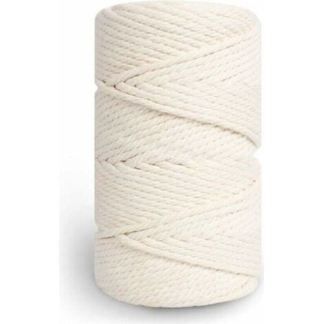 Corde Macramé 5mm×100m, 100% Fil Coton pour Macrame, Ficelle Coton pour DIY, Décoration, Tricotage, Cadeau - Beige (1/5)