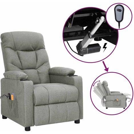 vidaXL Sillón de masaje eléctrico tela gris claro (1/4)