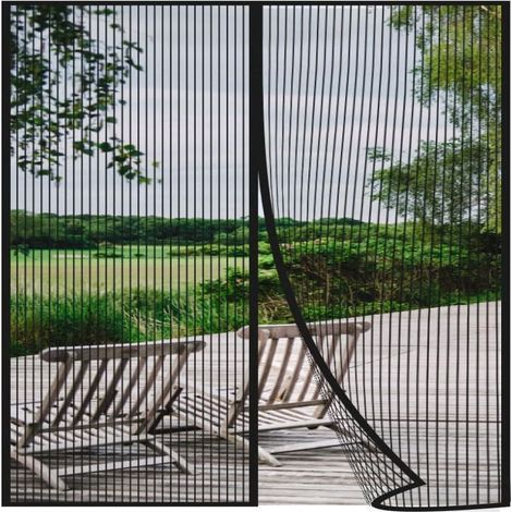Moustiquaire Porte Magnétique - 110 x 200 cm - Bande Velcro Haut 4 cm - Barres Poids Plombées - Polyester Haute Densité - 1 Pièce (1/5)