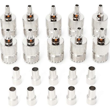 10 Kits Connecteurs RF Femelles UHF SO239 à sertir pour Câbles Coaxiaux RG58 RG142 (1/5)