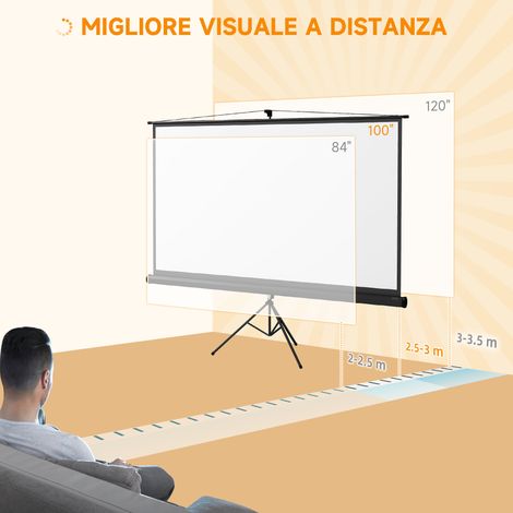 Téléviseur mobile pliable 100 pouces 16:9 avec support ajustable, 235,8x8x136 cm, noir (1/5)