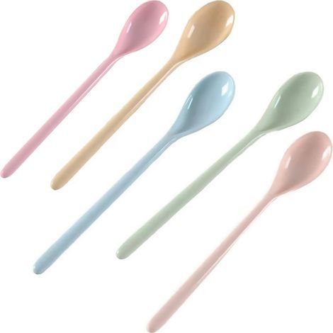 Cuillère À Mélanger Longue - Mélanine - 18.3 cm - Pour Café Thé Glacé Crème Glacée Cocktail Chocolat Chaud - Lot De 5 (1/5)