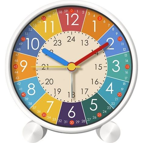 Réveil analogique pour enfants, avec cadran coloré, mécanisme silencieux, fonctionne sur piles et possède un rétroéclairage. Idéal pour les enfants, les adolescents, les voyages et comme décoration am (1/5)