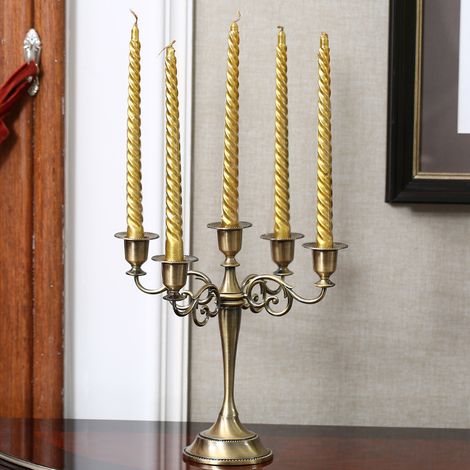 Bougeoirs pour bougies candélabres, bougeoirs à 5 branches, hauteur 26 cm pour bougies coniques pour mariage, fête, table à manger, décorations de Noë (1/4)