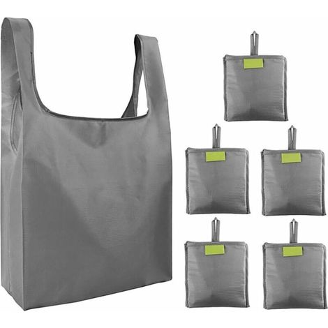Sacs à provisions réutilisables - Sacs à provisions légers, pliables, lavables, hydrofuges et réutilisables pour l'épicerie, les cadeaux, 6 pièces (1/2)