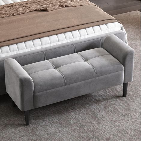 Sitzmöbel Bank vielseitig Samt Grau 116 x 44 x 56 OKMYHOME (1/5)