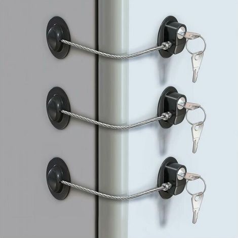 Verrous de porte de réfrigérateur (3 unités) pour réfrigérateurs, congélateurs, armoires, sèche-linge et lave-linge. (1/5)