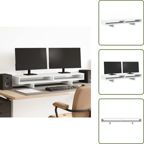 Stand per monitor - vidaXL Supporto per Monitor Bianco 100x27x15 cm Legno Massello di Pino - Monitor stand in legno