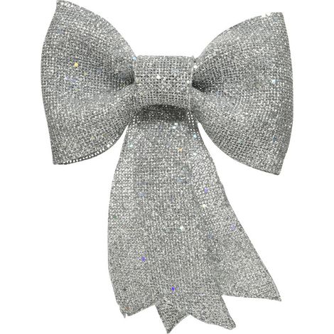 Kaemingk Kunst-Schleife Glitterhänger 13 x 14 cm silber Deko