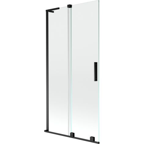 Paroi de baignoire 2 panneaux coulissants Mexen Velar L 95 x 150 cm, transparent, noir - 896-095-003-01-70 (1/2)