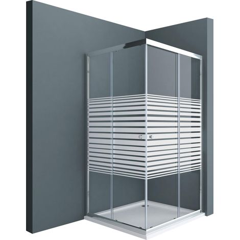 doporro Box Doccia 100x80x190cm, Cabina Doccia Angolare con Porte Scorrevoli Vetro di Sicurezza ESG Vetro Parzialmente Smerigliato 6mm Ravenna16MS (1/5)
