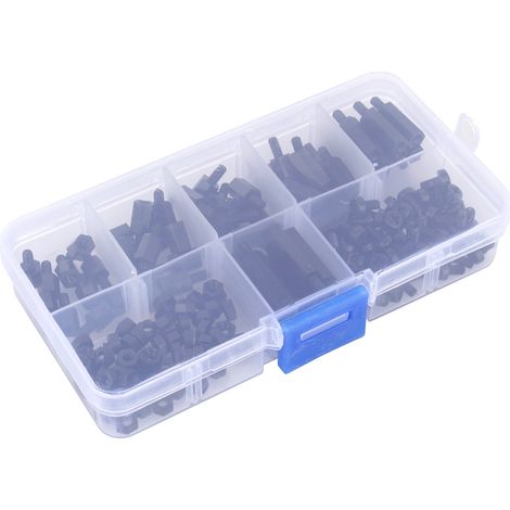 180 pièces Nylon Noir M3 Entretoise Hexagonale Mâle Femelle Kit de Vis et Écrous (1/5)
