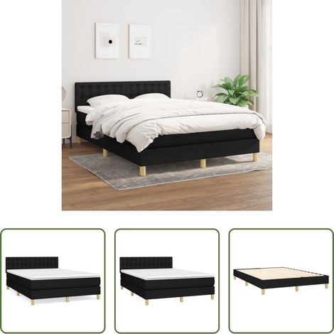 Matratze -  Boxspringbett mit Matratze Schwarz 140x200 cm Stoff (1/5)