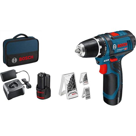 Bosch Professional 0.615.990.GB0 GSR 12V-15 Trapano Avvitatore a Batteria 12V 30 Nm 2x2.0Ah 39 Accessori con Borsa (1/5)