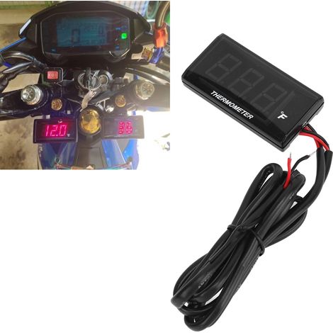 Modification pour moto : manomètre de température d'eau LCD ultra-mince universel DC12V + té rouge 22 mm (1/5)