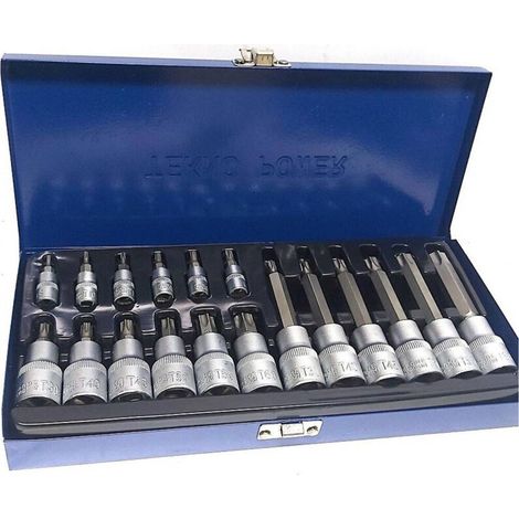 Kit Set Inserts De Clés 19 Pièces Compasses Clés Torx Mâles 1/4 " 1/2 " Dans Le Sac (1/5)