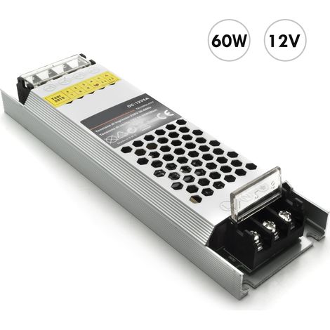 Trasformatore ultrasottile 12V 5A 60W alimentatore stabilizzato 25mm strip led