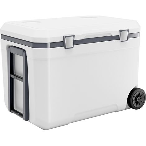 Mophorn Tragbare Kühlbox mit 45 QT Fassungsvermögen und Rädern, isoliertes Design zur Eisspeicherung, robuste Griffe und integrierte Getränkehalter, leicht und robust, ideal für Picknicks