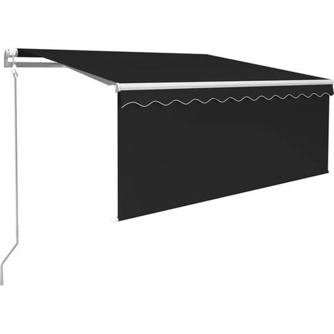 Store banne rétractable automatique avec rideau occultant, 3 x 2,5 m, gris anthracite. (1/5)