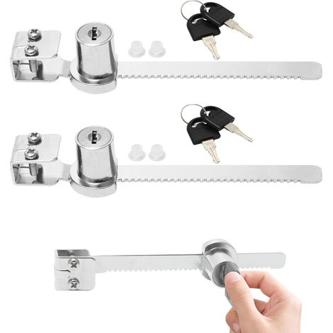 Lot de 2 Serrure Vitrine pour vivarium, Verrous de Porte Coulissante en Verre avec Clé, Serrure Vitrine Verre Sans Percage pour porte en verre. (1/5)