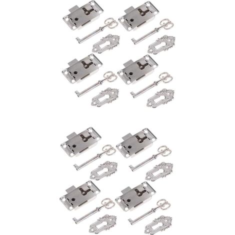 Lot de 8 verrous de meubles avec loquet à clé, verrous de commode (1/5)