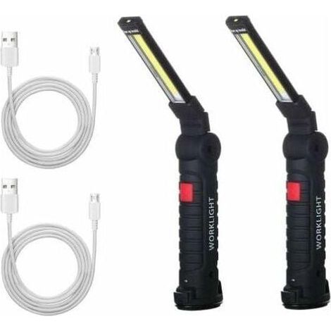X Lampe De Travail Cob Baladeuse Led Rechargeable Atelier Torche Poche Avec Base Magnétique 2 (1/4)