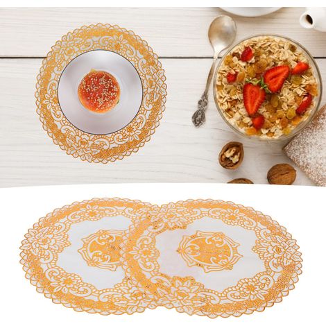 Set aus 2 goldenen Platzsets 30 cm x 30 cm, perfekt für Hochzeiten und Partys (Stil 04). (1/5)