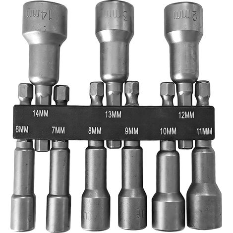 Set di 9 bussole magnetiche – Bussole esagonali da 6-14 mm per avvitatori o trapani a batteria, con punte esagonali, ideale per il fai da te e per uso professionale, strumenti robusti e precisi. (1/5)