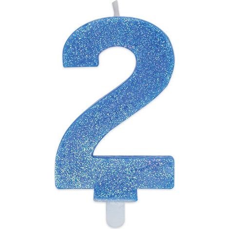 Big Party Candelina Numero 2 Cera Sweety Celeste Glitter