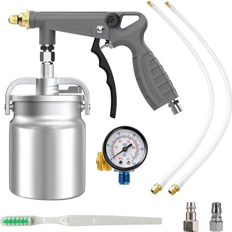 Pistolet De Sablage 1000ml Pistolet D'apprêt Pour Véhicule, Pistolet Pneumatique À Godet Pistolet À Gobelet Sous Pression Avec Ventouse, Tuyau De Pulvérisation Droit, Pour La Peinture De Véhicules (1/5)