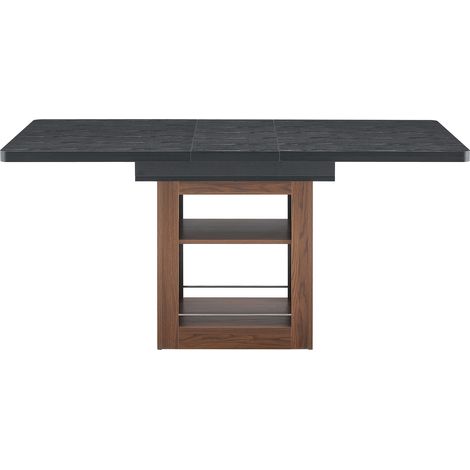 Table à manger extensible avec plateau effet bois noir et piètement noyer, 130-160 cm (1/5)