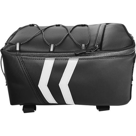Sacoche de Selle Arrière Vélo 9l en Cuir PU Imperméable Bandes Réfléchissantes, Rangement Grosse Capacité pour Moto et VTT, Sacoche de Transport Étanche pour Porte-Bagages Arrière (1/5)