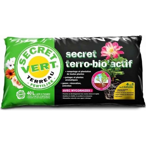 Terreau Bio-Actif  UAB - Secret Vert - Sac de 40L