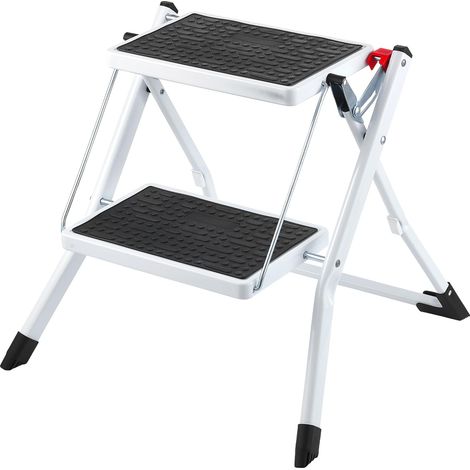 VEVOR Sgabello 2 Gradini Portatile Capacita max. 150 kg, Scaletta Pieghevole in Acciaio 3 Altezza Regolabile, Sgabello Portatile per Casa, Scaletta Antiscivolo per Ufficio Cucina Bagni Camere da Letto