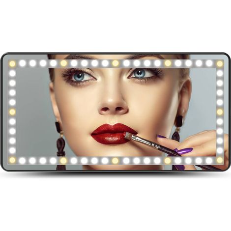 Miroir de courtoisie voiture avec LED 3 modes d'éclairage dimmable rechargeable rétroviseur camion miroir de maquillage (1/5)