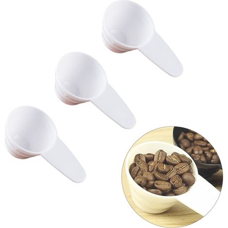 Ensemble de 12 cuillères doseuses - cuillères doseuses pour café moulu et café en grains - avec graduations - ustensiles de cuisine - blanc (1/5)