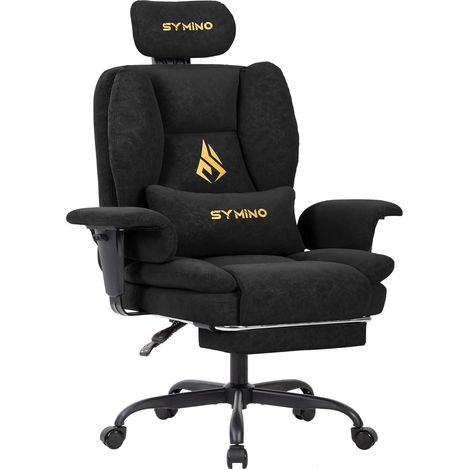 Stuhl Gaming Chefsessel Fußstütze Vintage-pu-leder Schwarz (1/5)