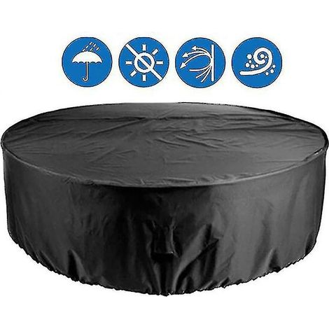 Housse de table ronde imperméable, housse de mobilier de patio, housse robuste en toile résistante aux UV, 120 x 7 pouces. (1/4)