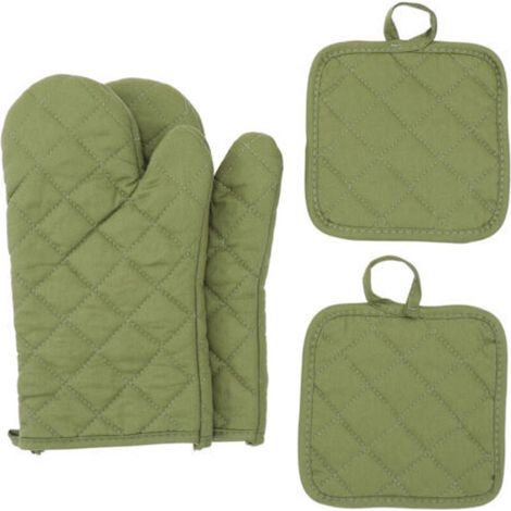 Ensemble de 4 maniques et maniques de cuisine, résistant à la chaleur jusqu'à 500 degrés, extra épais, en coton, pour la cuisine (30,5 cm, vert) (1/5)