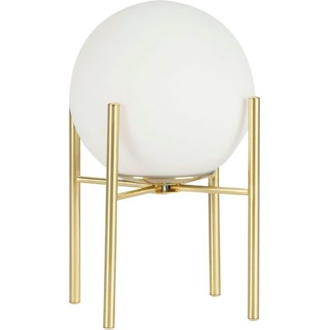 Lampe de chevet design en verre blanc et laiton doré - Blanc opalin et laiton doré (1/3)