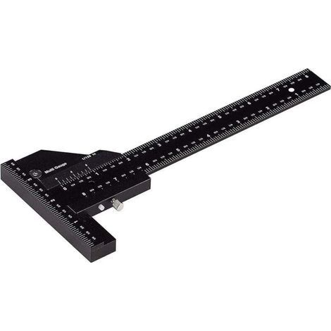 Règle de menuisier, règle de traçage multifonctionnelle pour le travail du bois, règle en aluminium en forme de T, outil de traçage, mesure de 0 à 280 mm, précision de mesure jusqu'à 0,02 mm (1/4)